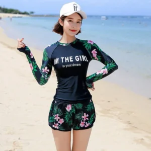 A119 ชุดว่ายน้ำ 2 ชิ้น เสื้อแขนยาวเต็มตัว+กางเกงขาสั้น